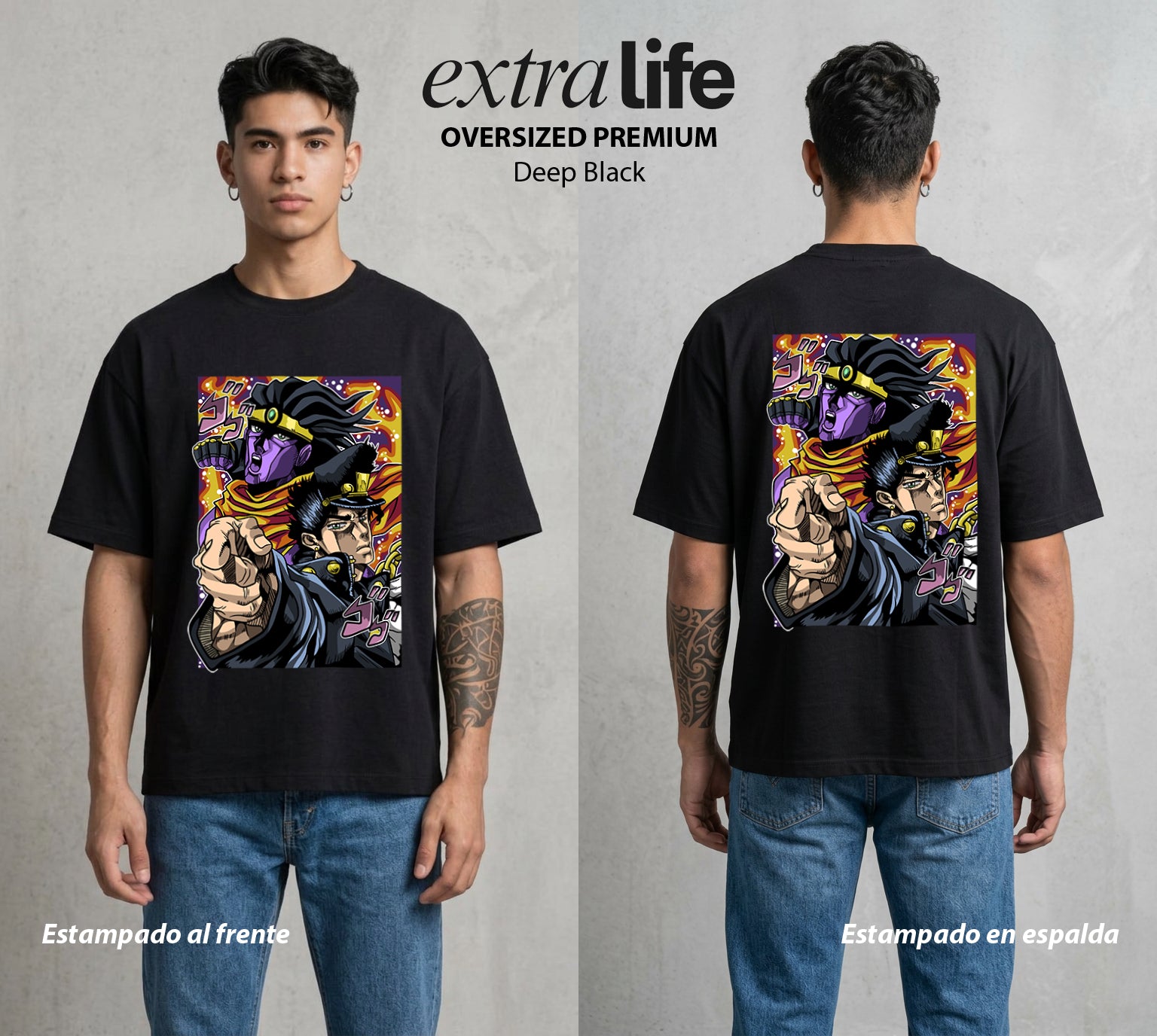 La Extrana Aventura | ORA ORA ORA #01768 - Playera Oversized Premium | Deep Black - Foto en modelo