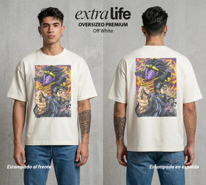 La Extrana Aventura | ORA ORA ORA #01768 - Playera Oversized Premium | Off White - Foto en modelo