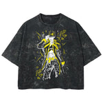 Playera streetwear premium de anime y gaming ExtraLife MX, corte boxy deluxe mineral wash heavyweight en color Acid Wash, moda urbana mexicana de culto.