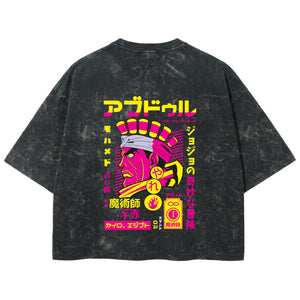 Playera streetwear premium de anime y gaming ExtraLife MX, corte boxy deluxe mineral wash heavyweight en color Acid Wash, moda urbana mexicana de culto.