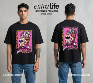 La Extrana Aventura | La Hija del Jefe #01781 - Playera Oversized Premium | Deep Black - Foto en modelo