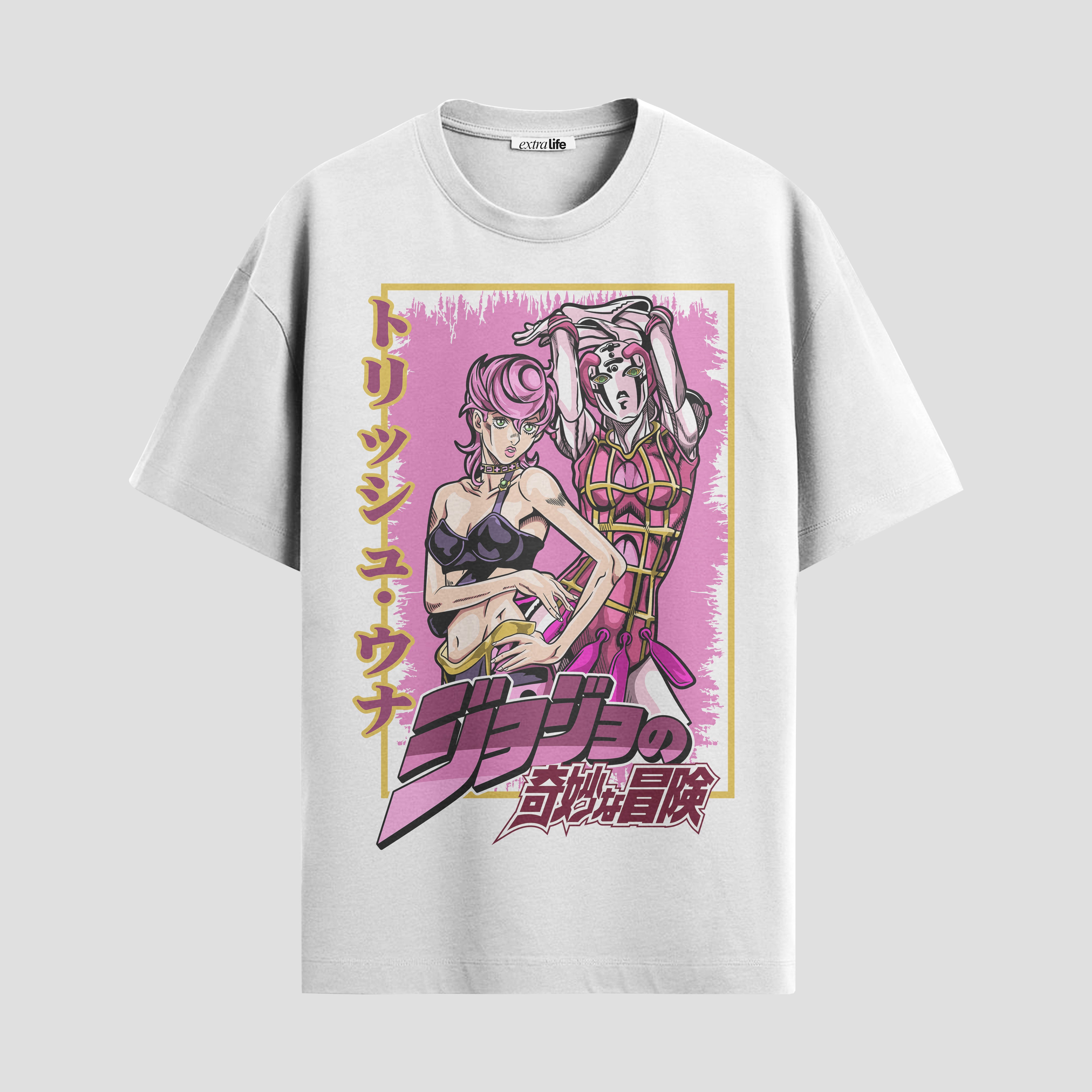 Playera urbana de anime y gaming ExtraLife MX, corte Standard Fit unisex ligero y transpirable en color Deep Black y Pure White, ropa de uso diario para gym y casual.