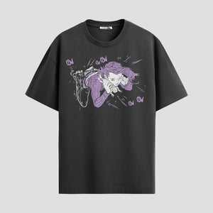 Playera urbana de anime y gaming ExtraLife MX, corte Standard Fit unisex ligero y transpirable en color Deep Black y Pure White, ropa de uso diario para gym y casual.