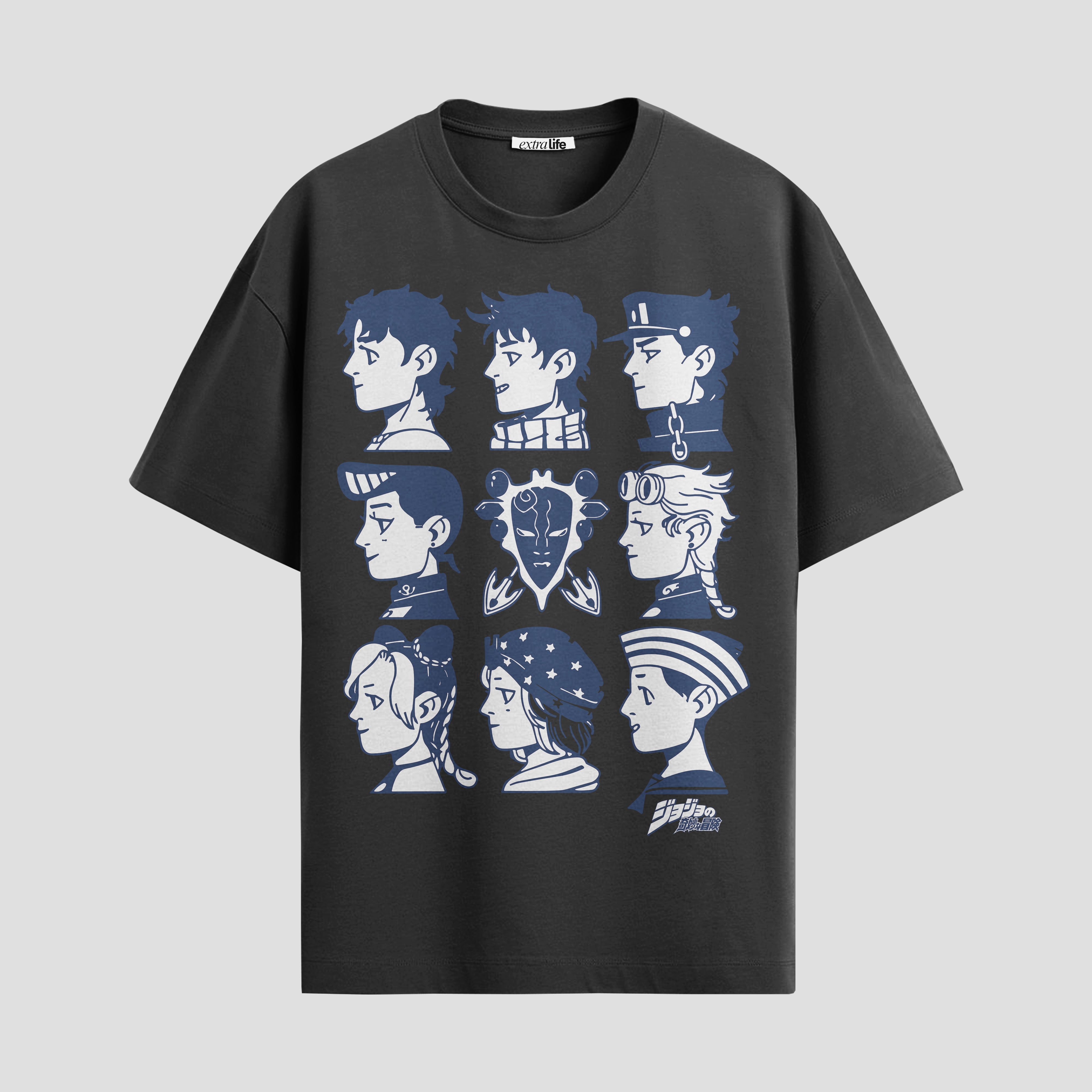 Playera urbana de anime y gaming ExtraLife MX, corte Standard Fit unisex ligero y transpirable en color Deep Black y Pure White, ropa de uso diario para gym y casual.