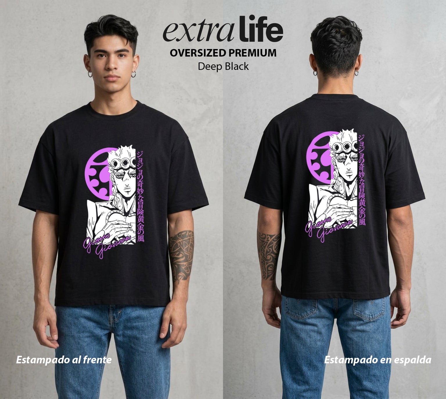 La Extrana Aventura | El Sueño Dorado #01787 - Playera Oversized Premium | Deep Black - Foto en modelo