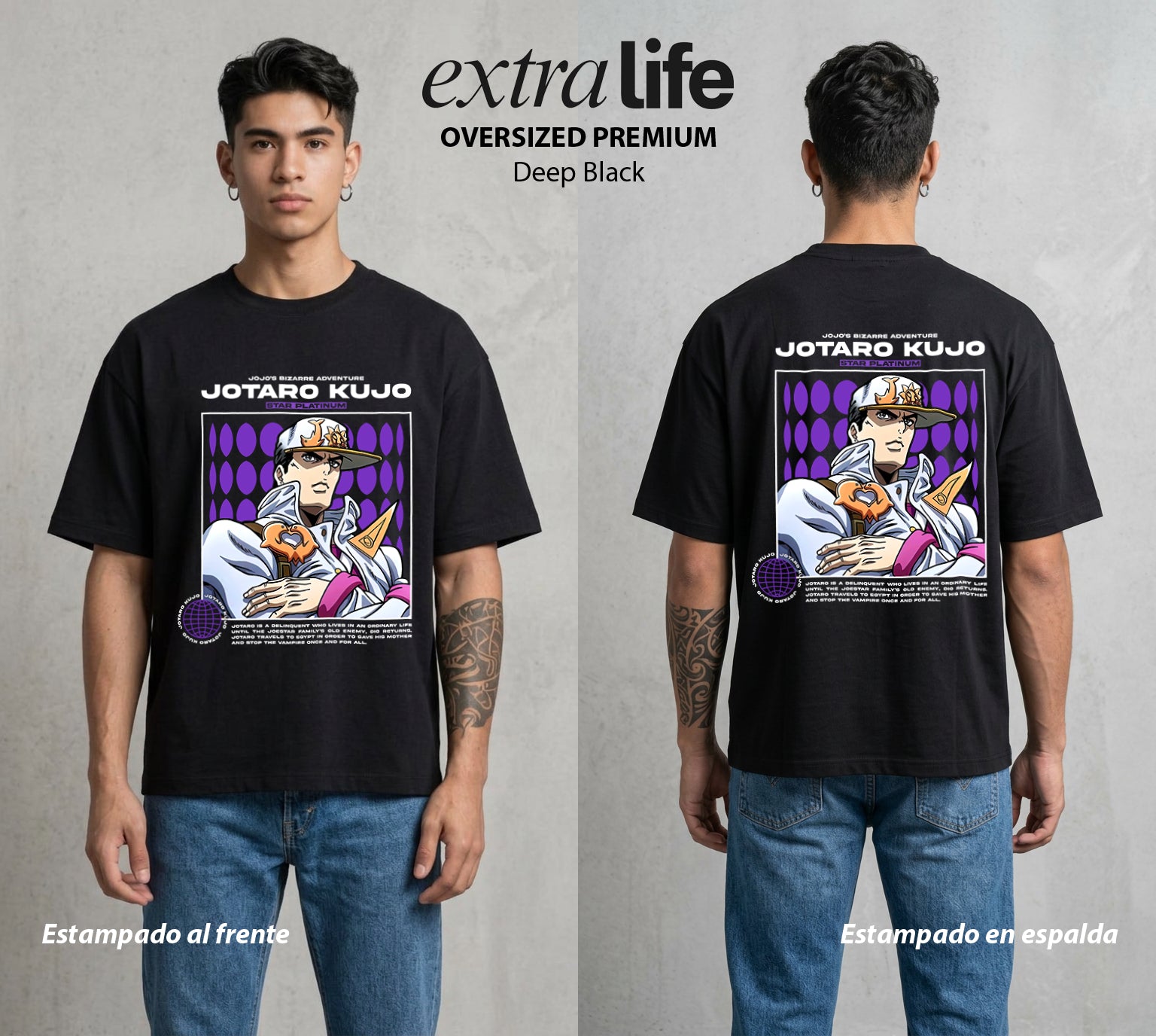 La Extrana Aventura | ORA ORA ORA #01791 - Playera Oversized Premium | Deep Black - Foto en modelo