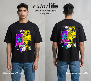 La Extrana Aventura | ORA ORA ORA #01792 - Playera Oversized Premium | Deep Black - Foto en modelo
