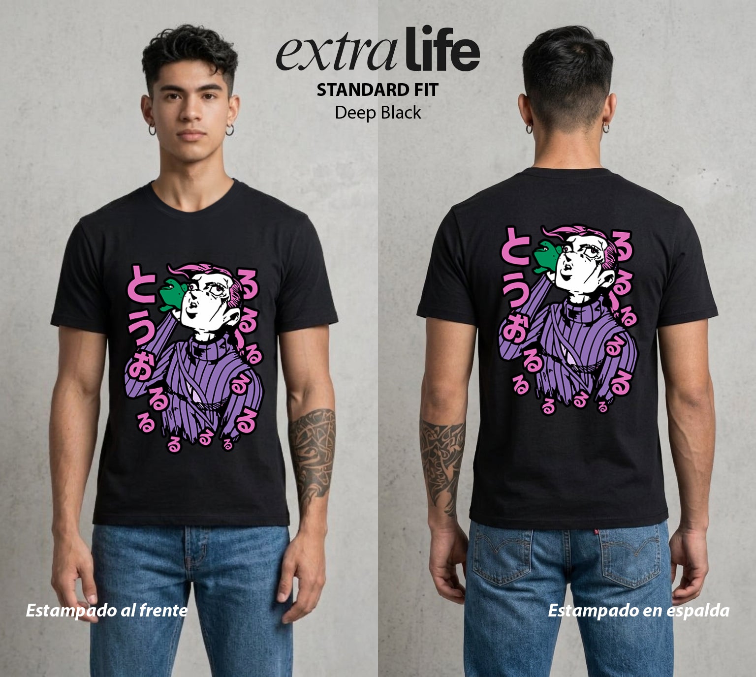 La Extrana Aventura | Dos en Uno #01794 - Playera Standard Fit | Deep Black - Foto en modelo