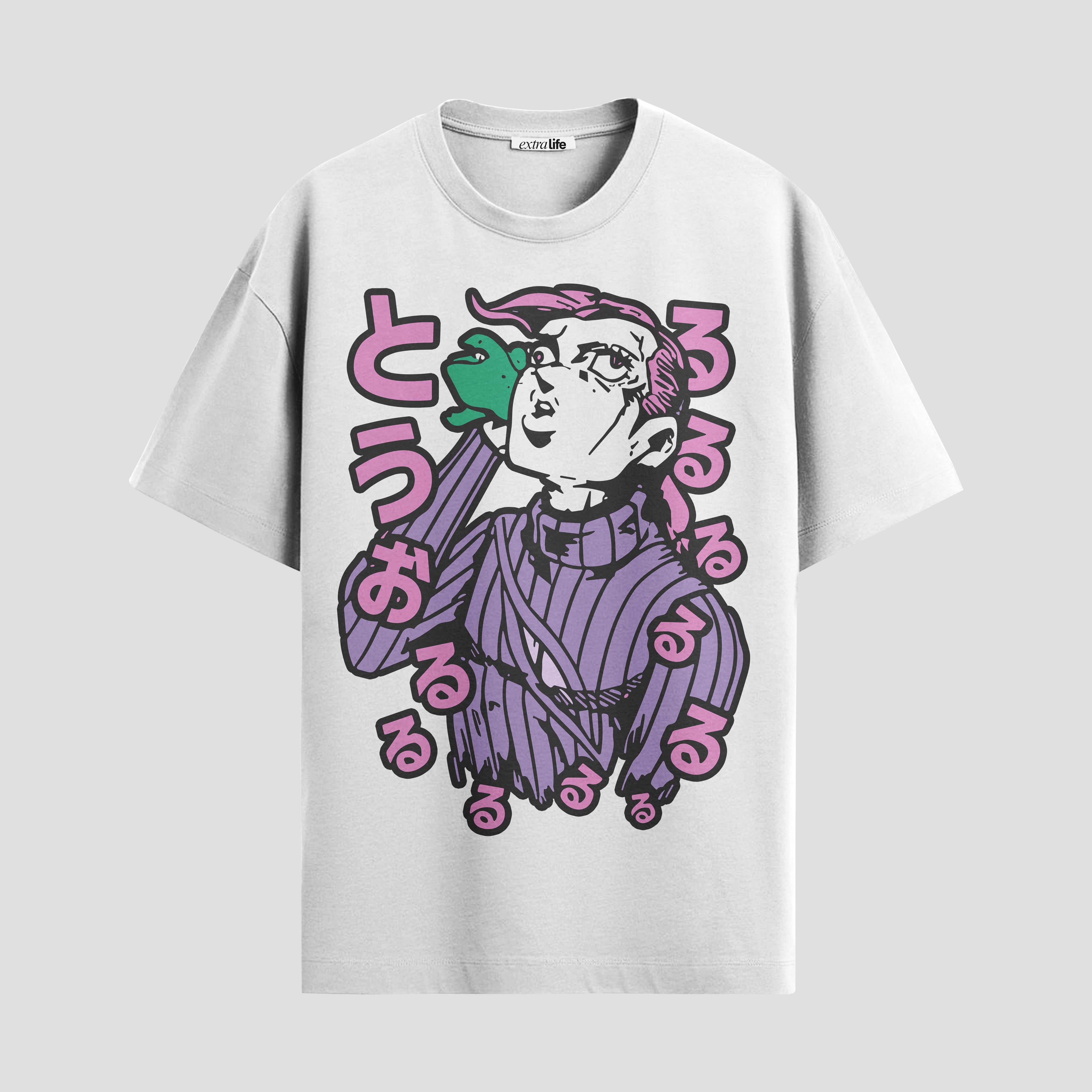 Playera urbana de anime y gaming ExtraLife MX, corte Standard Fit unisex ligero y transpirable en color Deep Black y Pure White, ropa de uso diario para gym y casual.