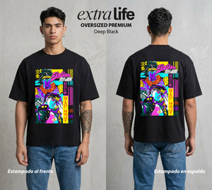 La Extrana Aventura | Las Posturas Legendarias #01796 - Playera Oversized Premium | Deep Black - Foto en modelo
