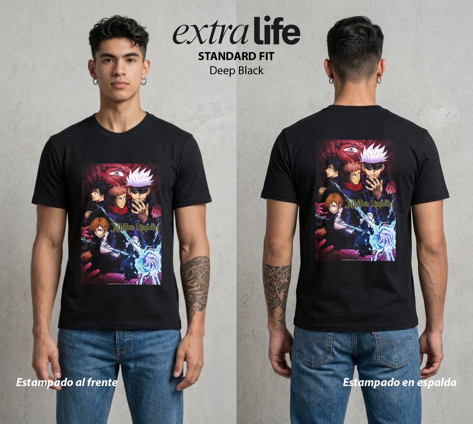 El Arte de las Maldiciones | Los Brujos del Bien #01799 - Playera Standard Fit | Deep Black - Foto en modelo