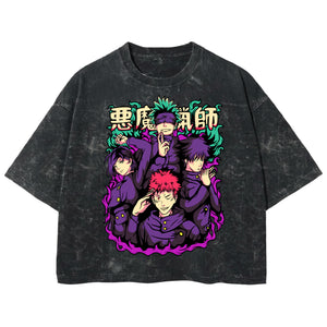 Playera streetwear premium de anime y gaming ExtraLife MX, corte boxy deluxe mineral wash heavyweight en color Acid Wash, moda urbana mexicana de culto.