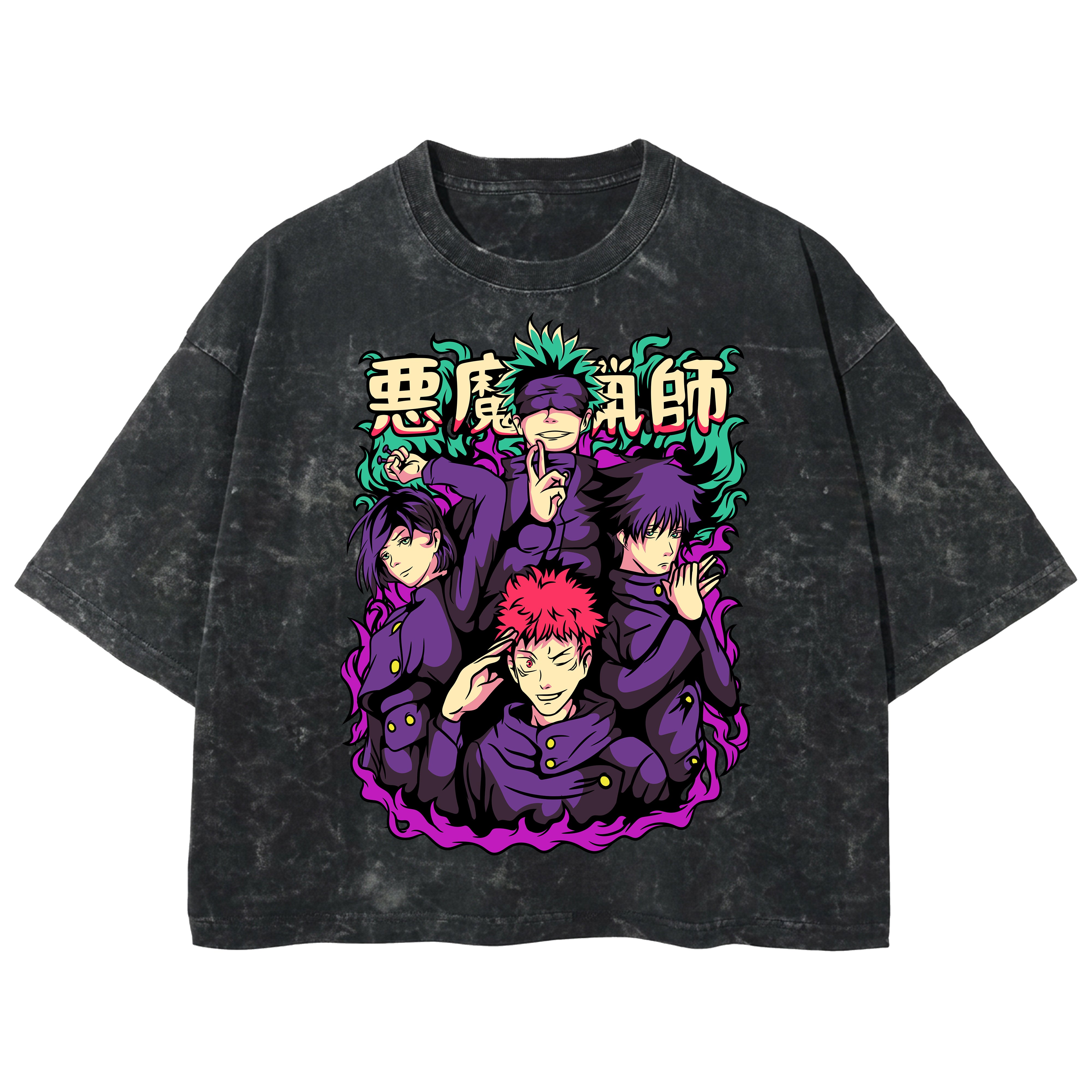 Playera streetwear premium de anime y gaming ExtraLife MX, corte boxy deluxe mineral wash heavyweight en color Acid Wash, moda urbana mexicana de culto.