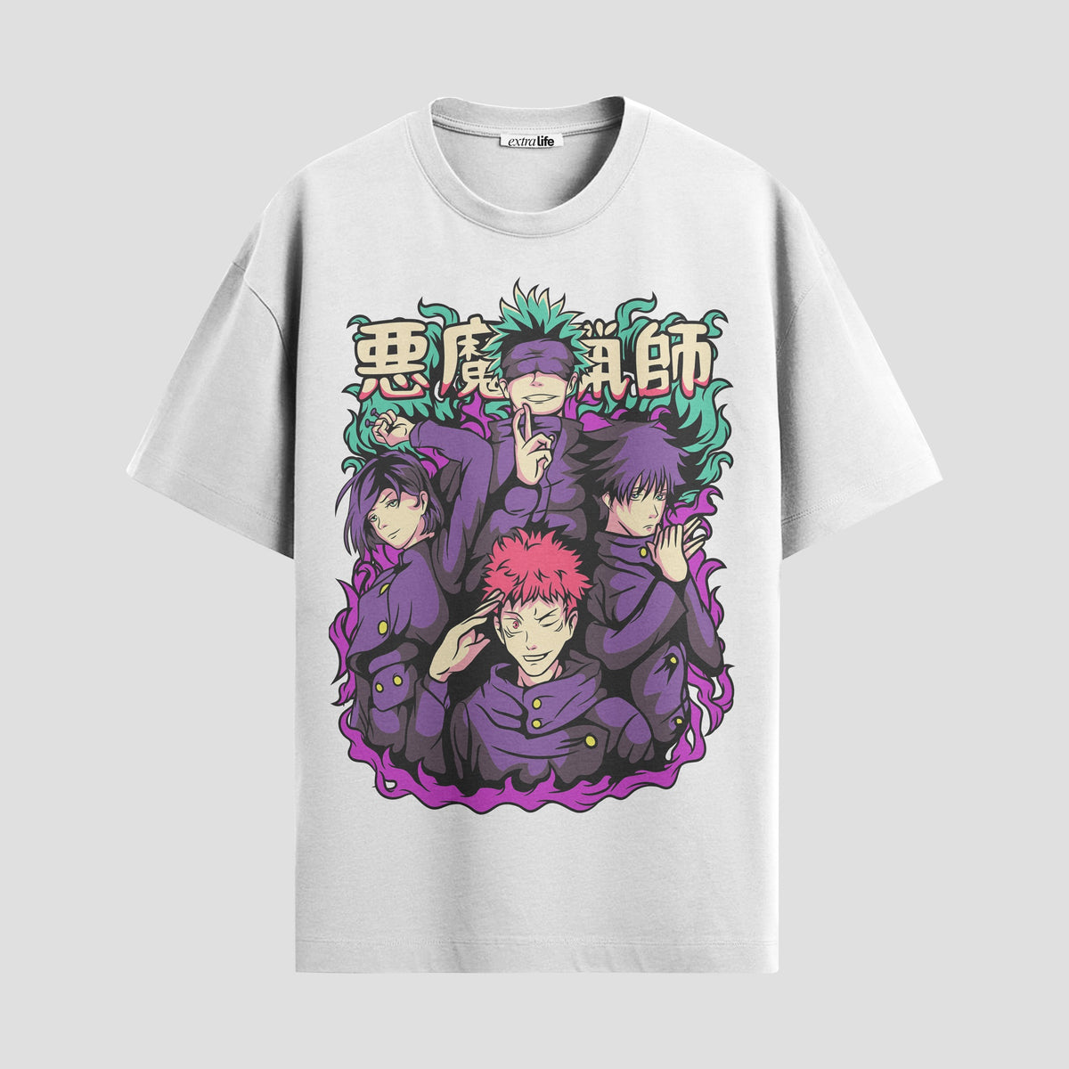 Playera urbana de anime y gaming ExtraLife MX, corte Classic Premium unisex ligero y transpirable en color Deep Black y Pure White, ropa de uso diario para gym y casual.