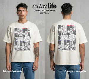 El Arte de las Maldiciones | Los Brujos y Maldiciones #01805 - Playera Oversized Premium | Off White - Foto en modelo