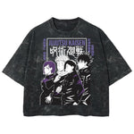 Playera streetwear premium de anime y gaming ExtraLife MX, corte boxy deluxe mineral wash heavyweight en color Acid Wash, moda urbana mexicana de culto.