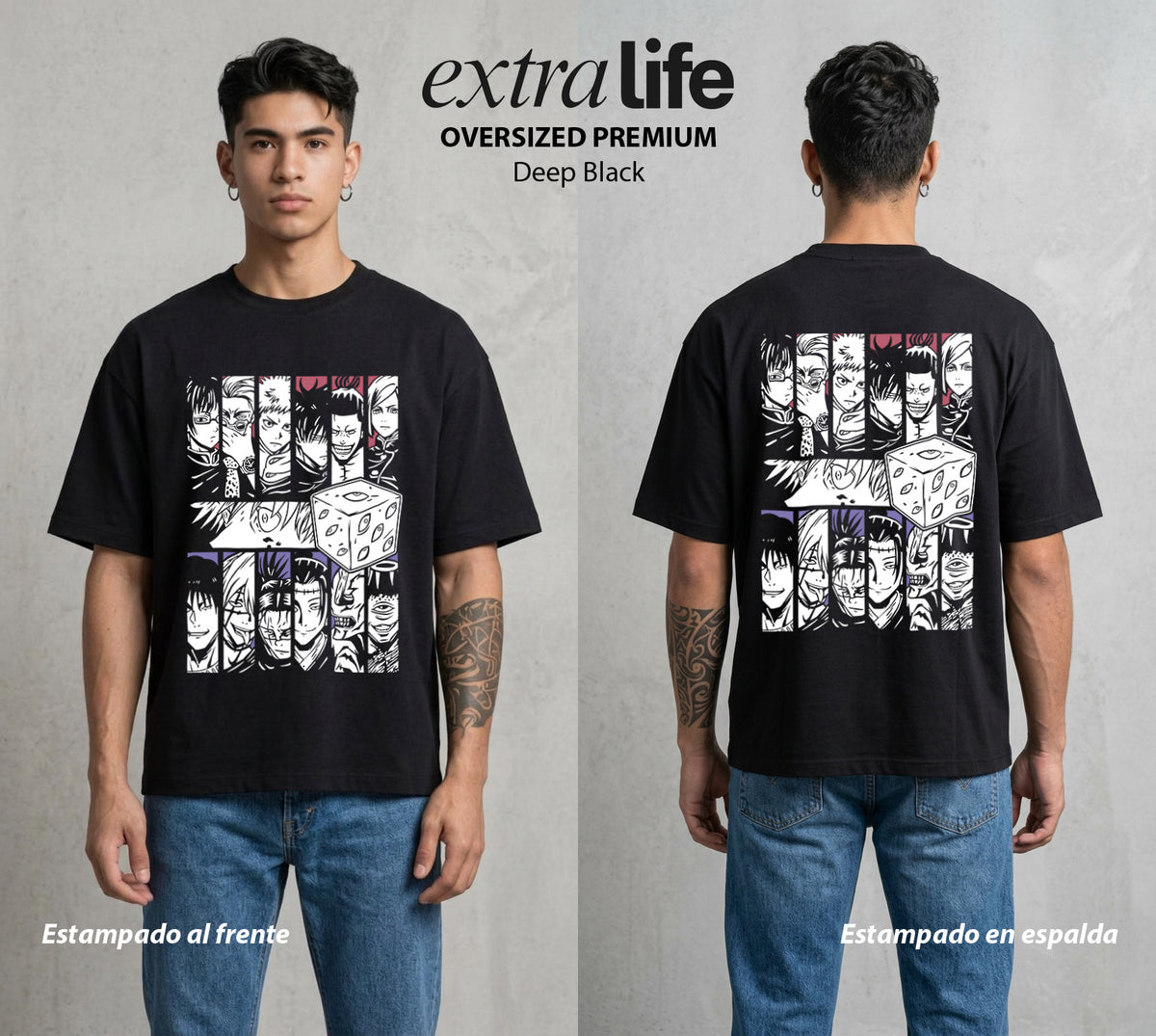 El Arte de las Maldiciones | Los Brujos y Maldiciones #01807 - Playera Oversized Premium | Deep Black - Foto en modelo