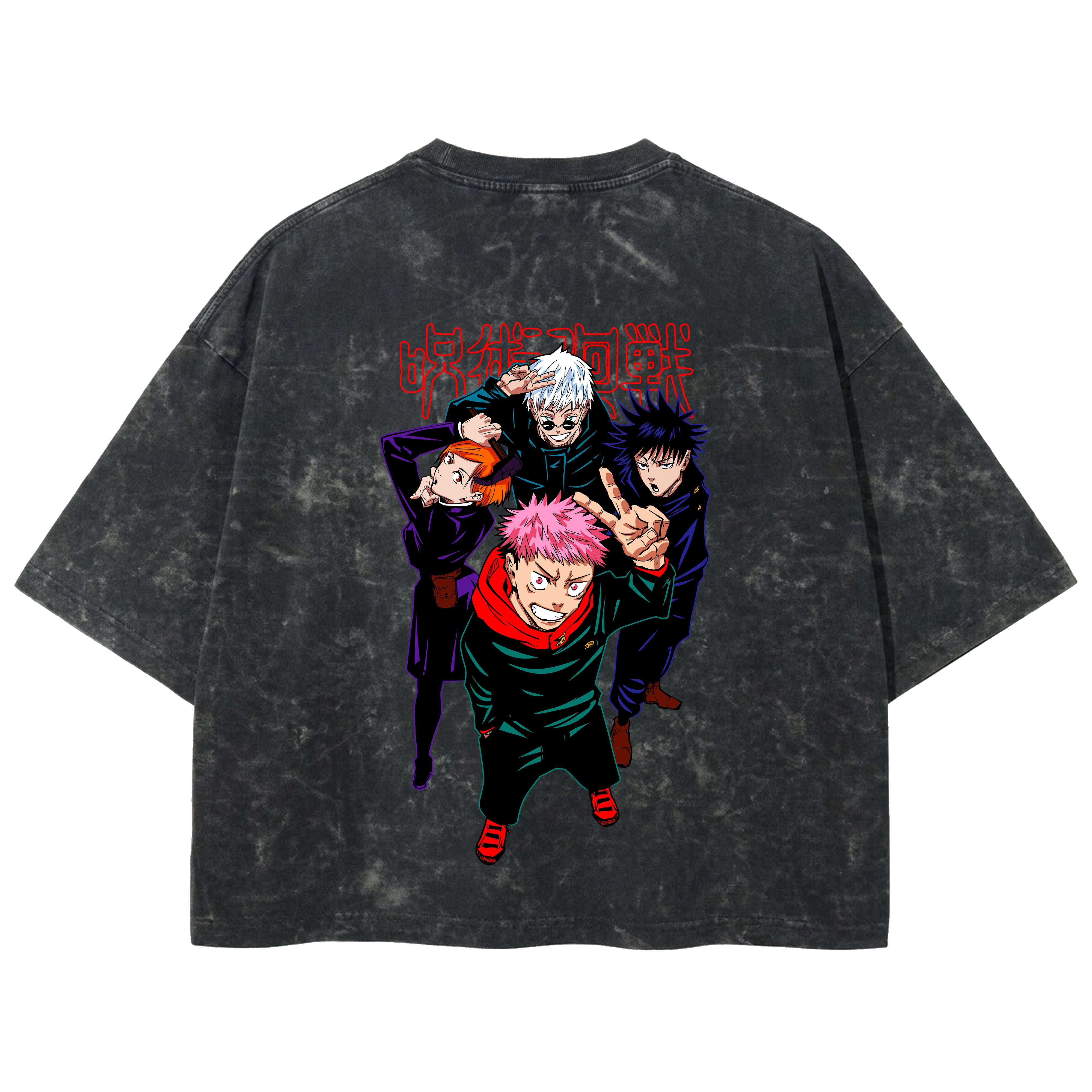 Playera streetwear premium de anime y gaming ExtraLife MX, corte boxy deluxe mineral wash heavyweight en color Acid Wash, moda urbana mexicana de culto.