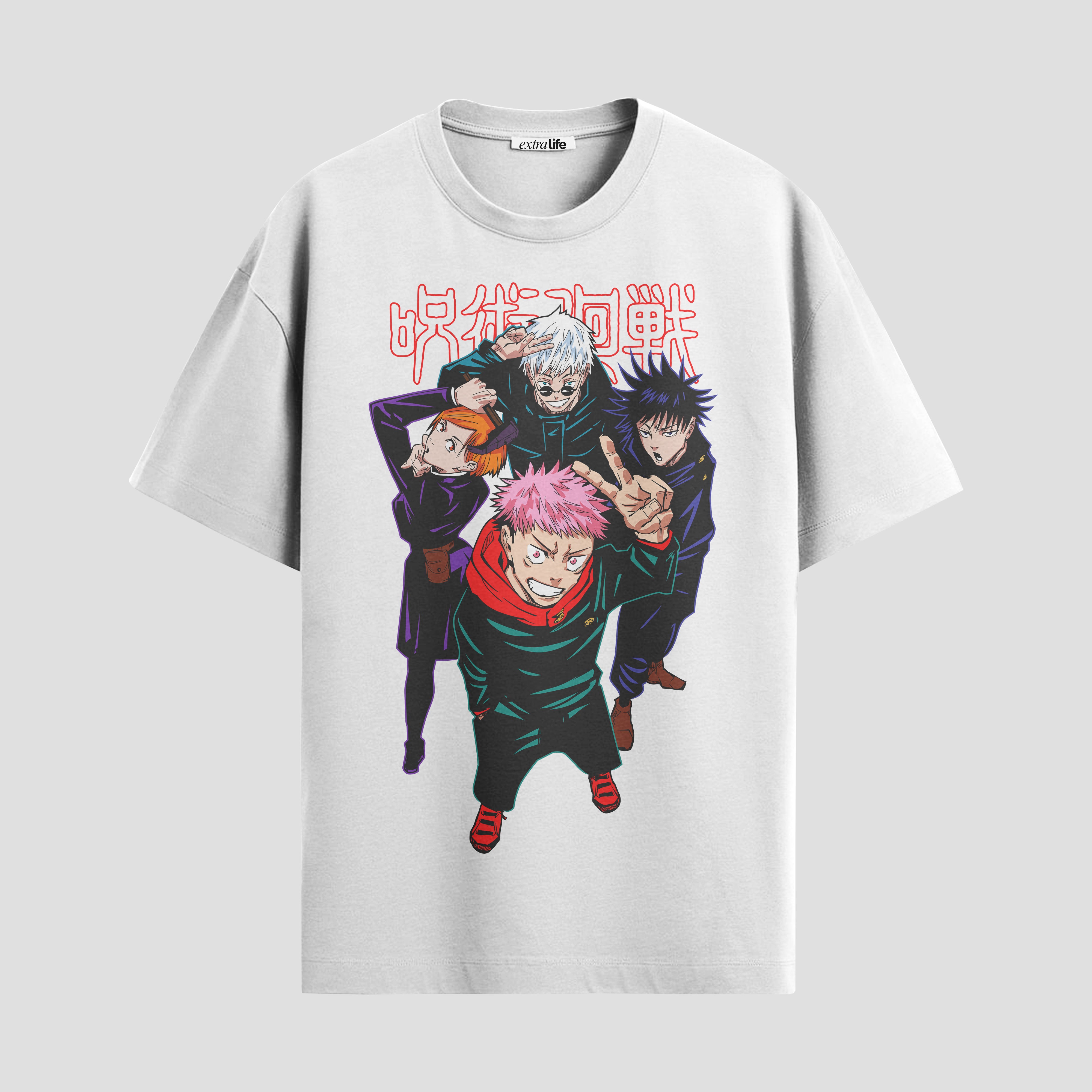 Playera urbana de anime y gaming ExtraLife MX, corte Standard Fit unisex ligero y transpirable en color Deep Black y Pure White, ropa de uso diario para gym y casual.