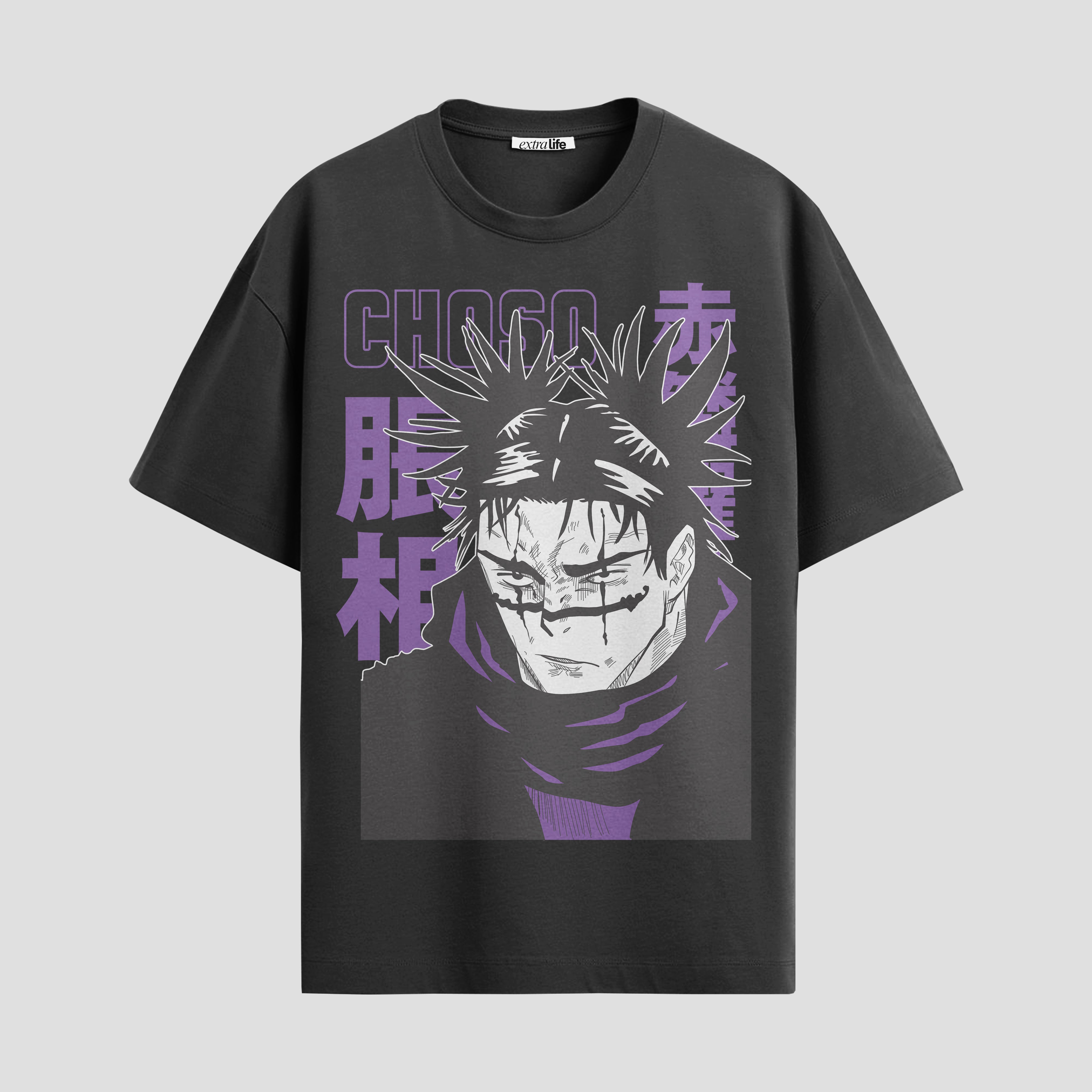 Playera urbana de anime y gaming ExtraLife MX, corte Standard Fit unisex ligero y transpirable en color Deep Black y Pure White, ropa de uso diario para gym y casual.