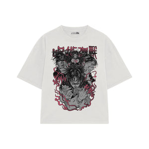 Playera streetwear premium de anime y gaming ExtraLife MX, corte oversized drop shoulder ligero y fresco en color Deep Black y Off-White, moda urbana mexicana de culto.