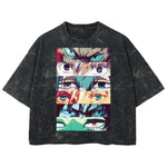 Playera streetwear premium de anime y gaming ExtraLife MX, corte boxy deluxe mineral wash heavyweight en color Acid Wash, moda urbana mexicana de culto.
