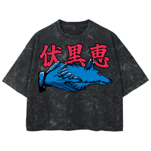 Playera streetwear premium de anime y gaming ExtraLife MX, corte boxy deluxe mineral wash heavyweight en color Acid Wash, moda urbana mexicana de culto.