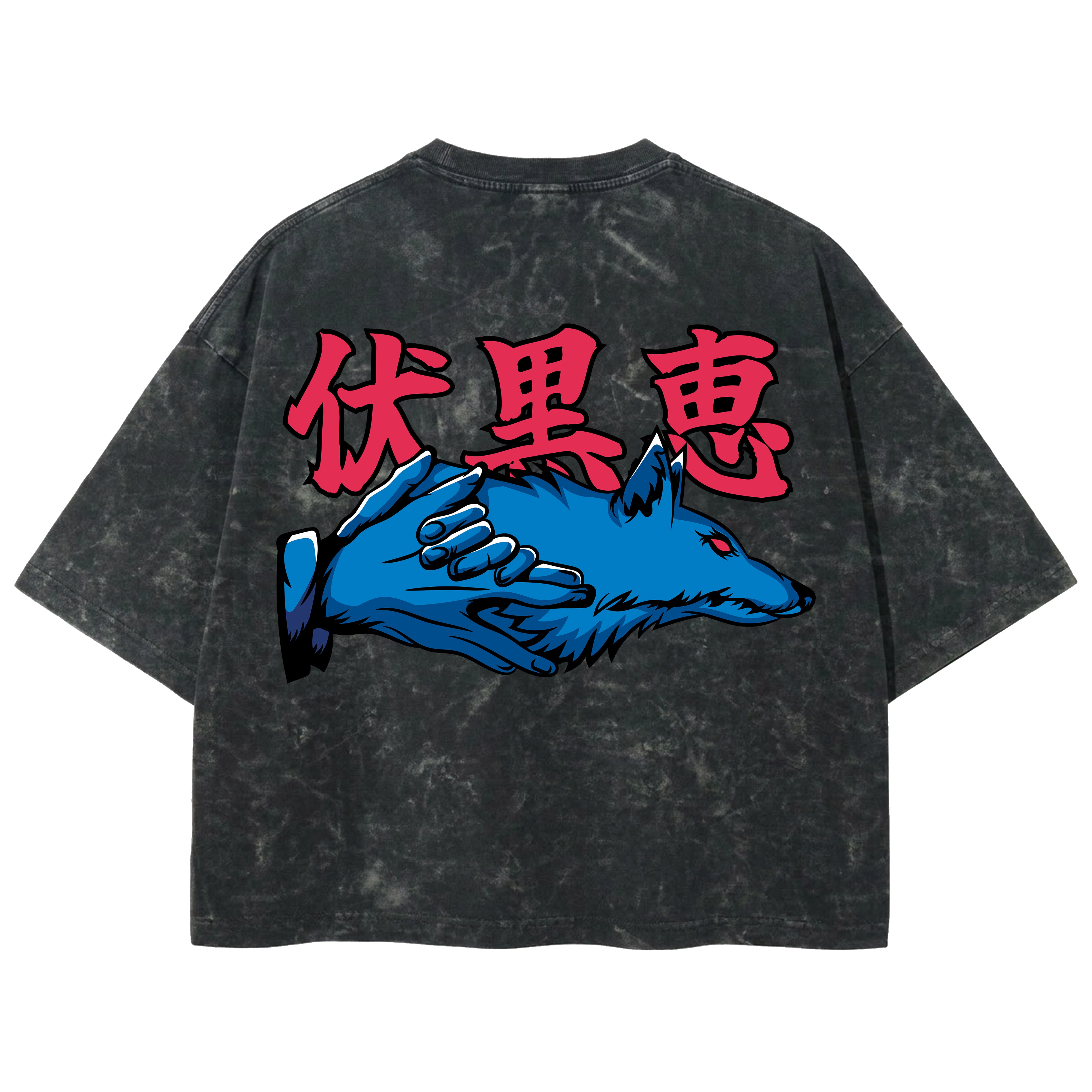 Playera streetwear premium de anime y gaming ExtraLife MX, corte boxy deluxe mineral wash heavyweight en color Acid Wash, moda urbana mexicana de culto.