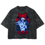 Playera streetwear premium de anime y gaming ExtraLife MX, corte boxy deluxe mineral wash heavyweight en color Acid Wash, moda urbana mexicana de culto.