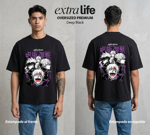 El Arte de las Maldiciones | El Infinito Absoluto #01823 - Playera Oversized Premium | Deep Black - Foto en modelo