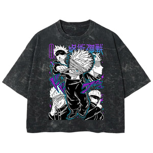 Playera streetwear premium de anime y gaming ExtraLife MX, corte boxy deluxe mineral wash heavyweight en color Acid Wash, moda urbana mexicana de culto.
