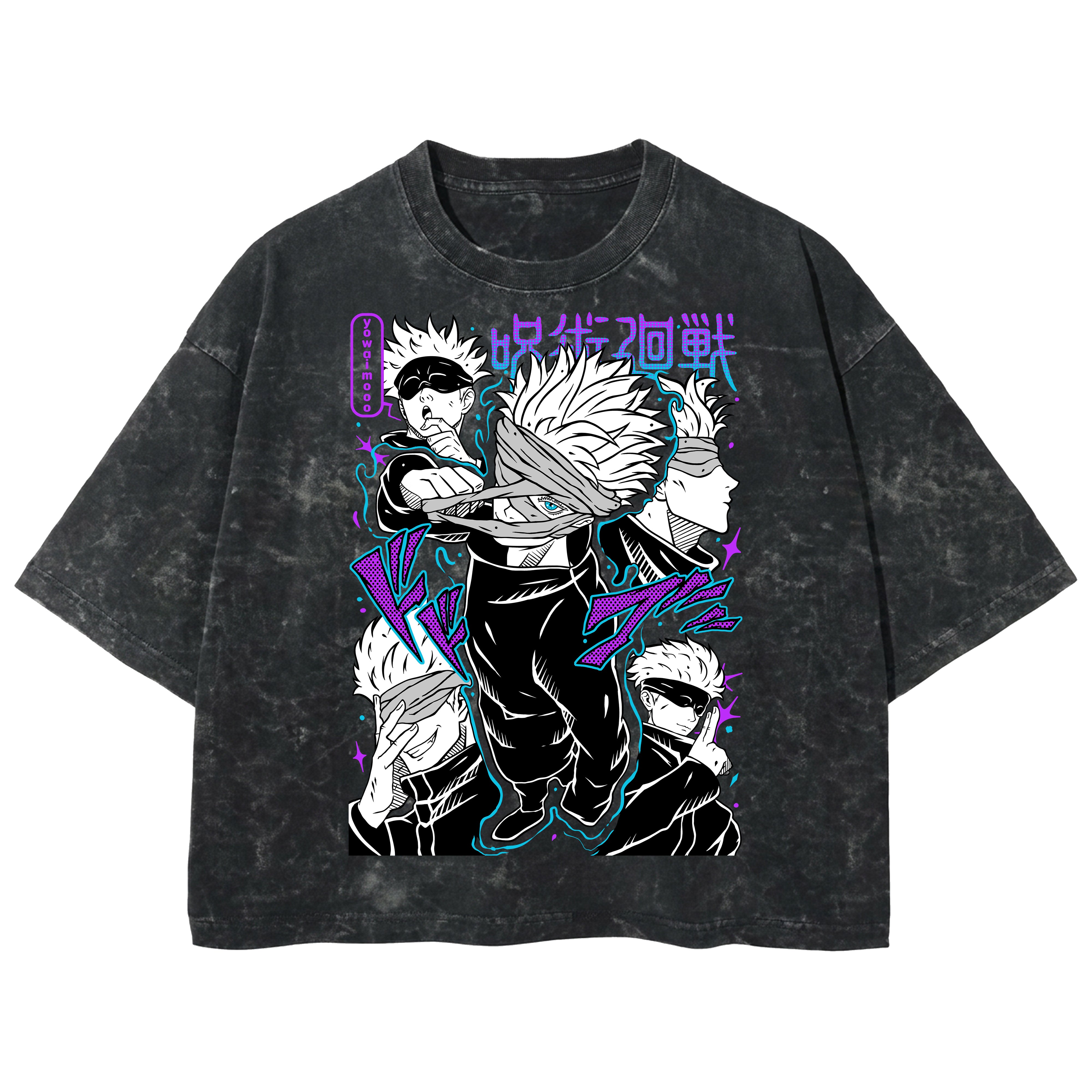 Playera streetwear premium de anime y gaming ExtraLife MX, corte boxy deluxe mineral wash heavyweight en color Acid Wash, moda urbana mexicana de culto.