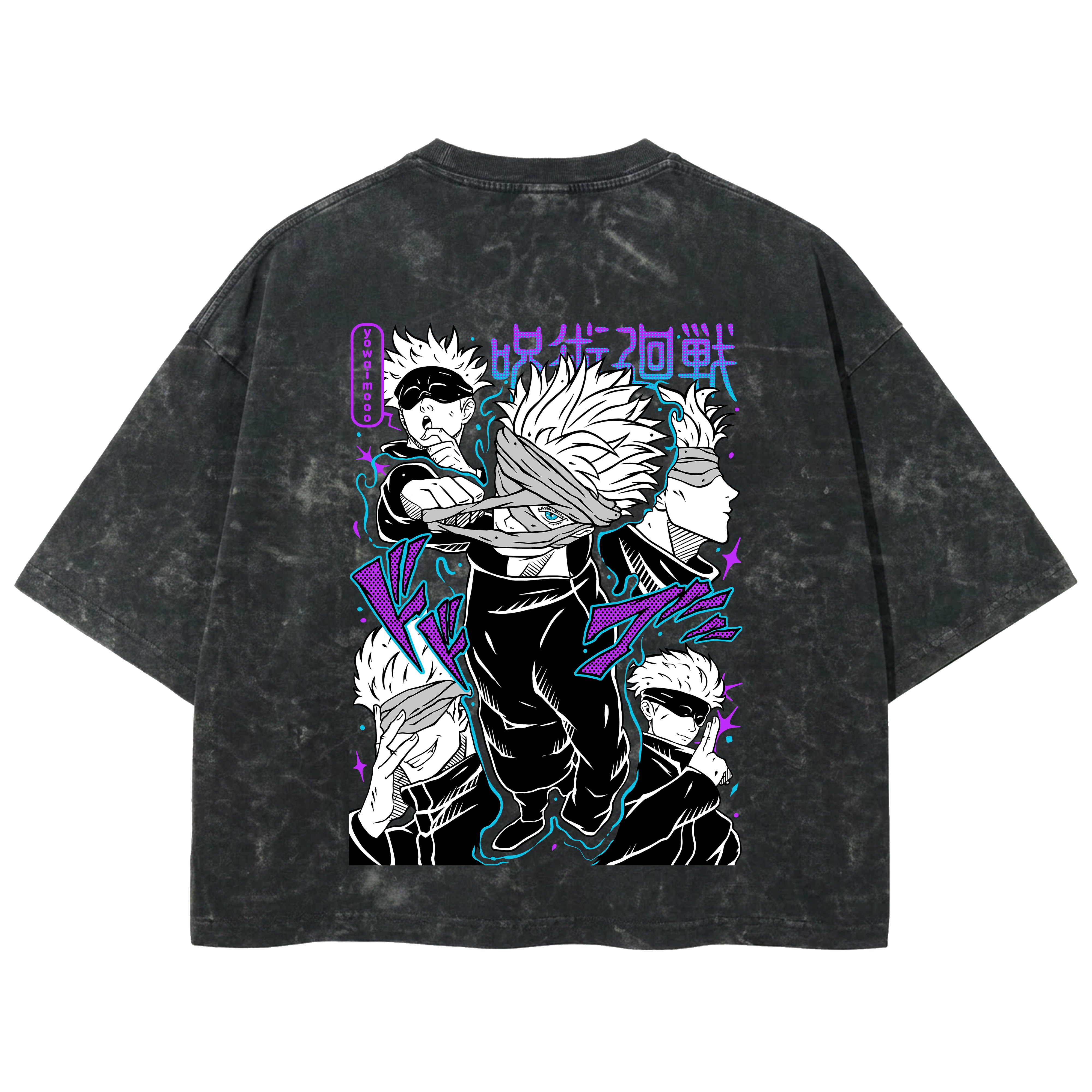 Playera streetwear premium de anime y gaming ExtraLife MX, corte boxy deluxe mineral wash heavyweight en color Acid Wash, moda urbana mexicana de culto.