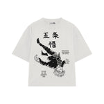 Playera streetwear premium de anime y gaming ExtraLife MX, corte oversized drop shoulder ligero y fresco en color Deep Black y Off-White, moda urbana mexicana de culto.