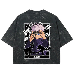 Playera streetwear premium de anime y gaming ExtraLife MX, corte boxy deluxe mineral wash heavyweight en color Acid Wash, moda urbana mexicana de culto.