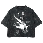Playera streetwear premium de anime y gaming ExtraLife MX, corte boxy deluxe mineral wash heavyweight en color Acid Wash, moda urbana mexicana de culto.