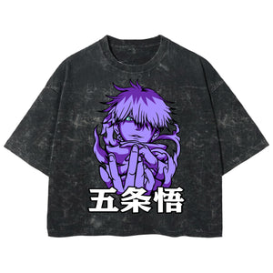 Playera streetwear premium de anime y gaming ExtraLife MX, corte boxy deluxe mineral wash heavyweight en color Acid Wash, moda urbana mexicana de culto.