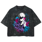 Playera streetwear premium de anime y gaming ExtraLife MX, corte boxy deluxe mineral wash heavyweight en color Acid Wash, moda urbana mexicana de culto.