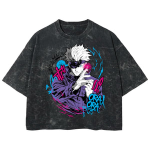 Playera streetwear premium de anime y gaming ExtraLife MX, corte boxy deluxe mineral wash heavyweight en color Acid Wash, moda urbana mexicana de culto.