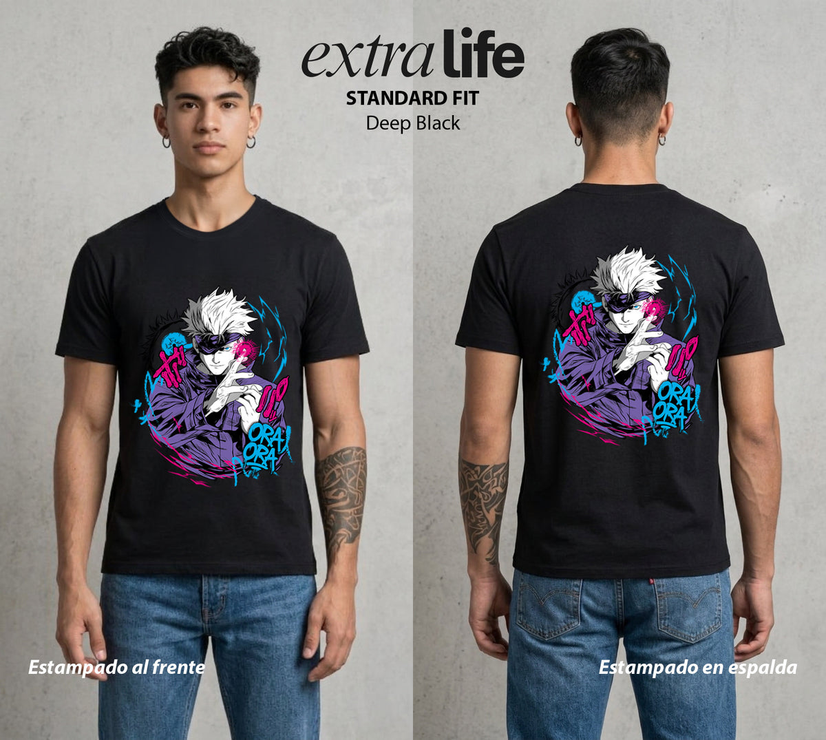 El Arte de las Maldiciones | El Mas Fuerte #01834 - Playera Classic Premium | Deep Black - Foto en modelo