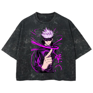 Playera streetwear premium de anime y gaming ExtraLife MX, corte boxy deluxe mineral wash heavyweight en color Acid Wash, moda urbana mexicana de culto.