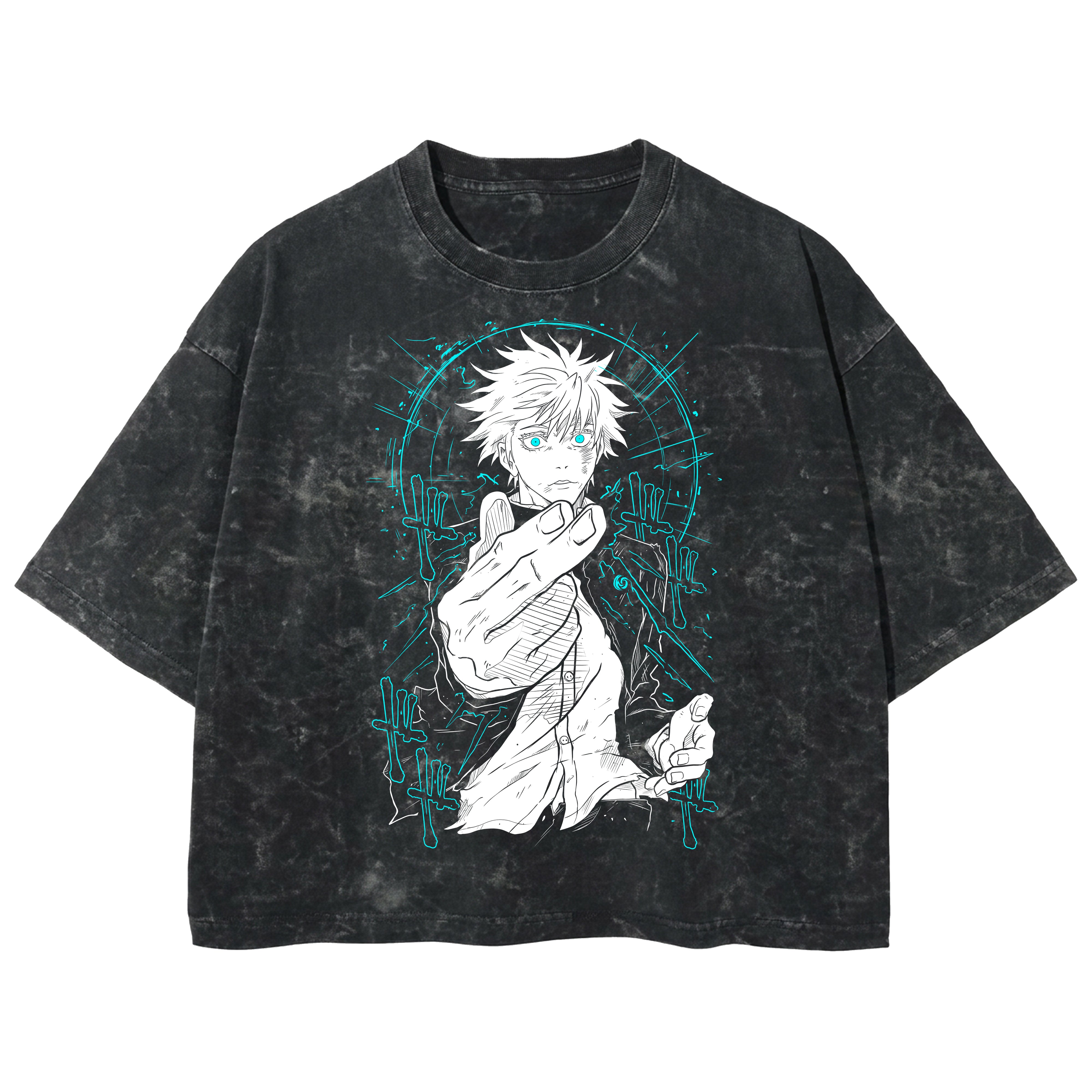 Playera streetwear premium de anime y gaming ExtraLife MX, corte boxy deluxe mineral wash heavyweight en color Acid Wash, moda urbana mexicana de culto.