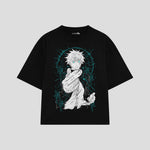 Playera streetwear premium de anime y gaming ExtraLife MX, corte oversized drop shoulder ligero y fresco en color Deep Black y Off-White, moda urbana mexicana de culto.
