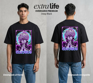 El Arte de las Maldiciones | Ojos del Universo #01840 - Playera Oversized Premium | Deep Black - Foto en modelo