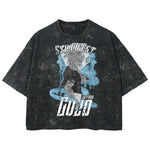Playera streetwear premium de anime y gaming ExtraLife MX, corte boxy deluxe mineral wash heavyweight en color Acid Wash, moda urbana mexicana de culto.