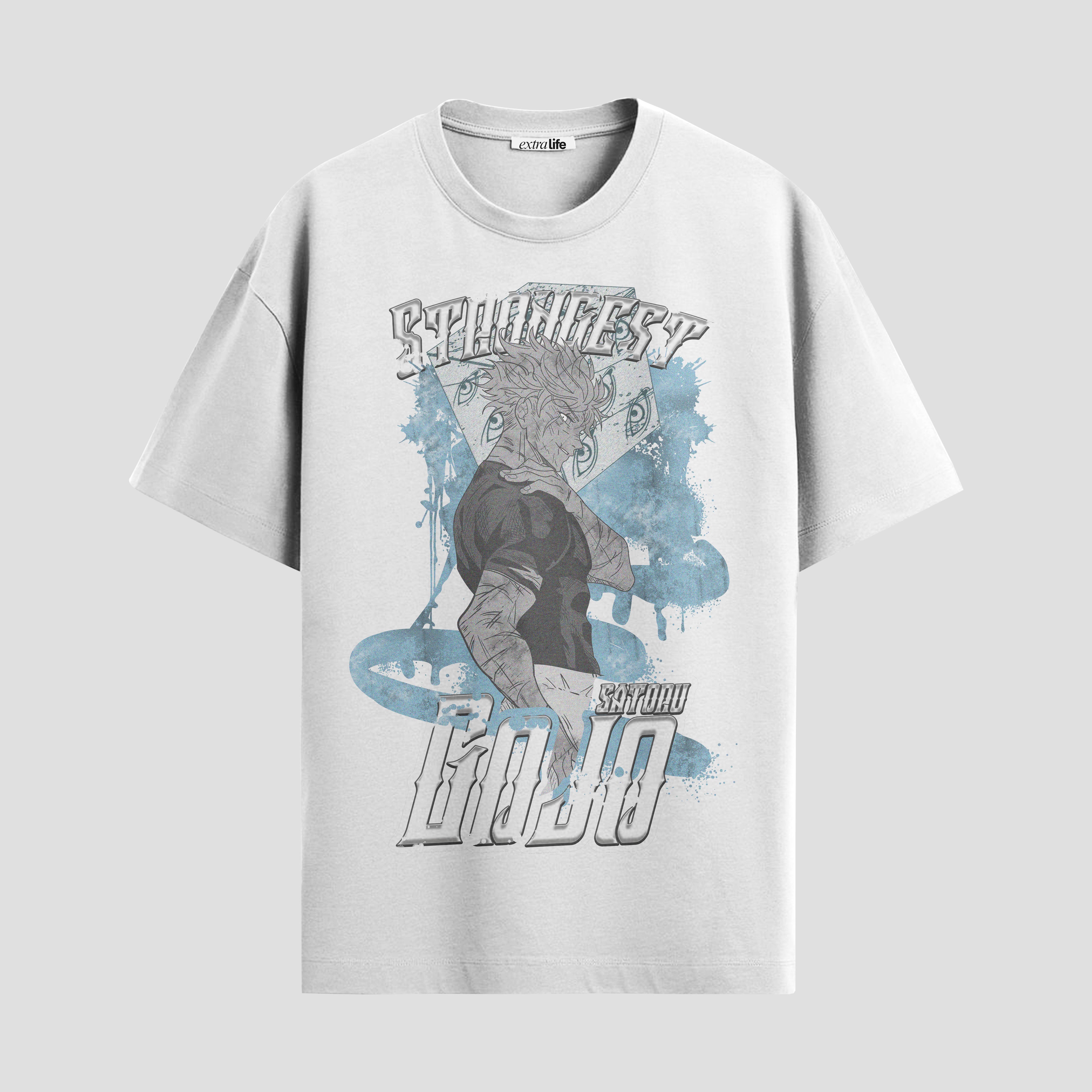 Playera urbana de anime y gaming ExtraLife MX, corte Standard Fit unisex ligero y transpirable en color Deep Black y Pure White, ropa de uso diario para gym y casual.