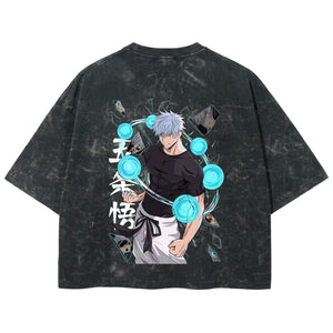 Playera streetwear premium de anime y gaming ExtraLife MX, corte boxy deluxe mineral wash heavyweight en color Acid Wash, moda urbana mexicana de culto.