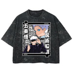 Playera streetwear premium de anime y gaming ExtraLife MX, corte boxy deluxe mineral wash heavyweight en color Acid Wash, moda urbana mexicana de culto.