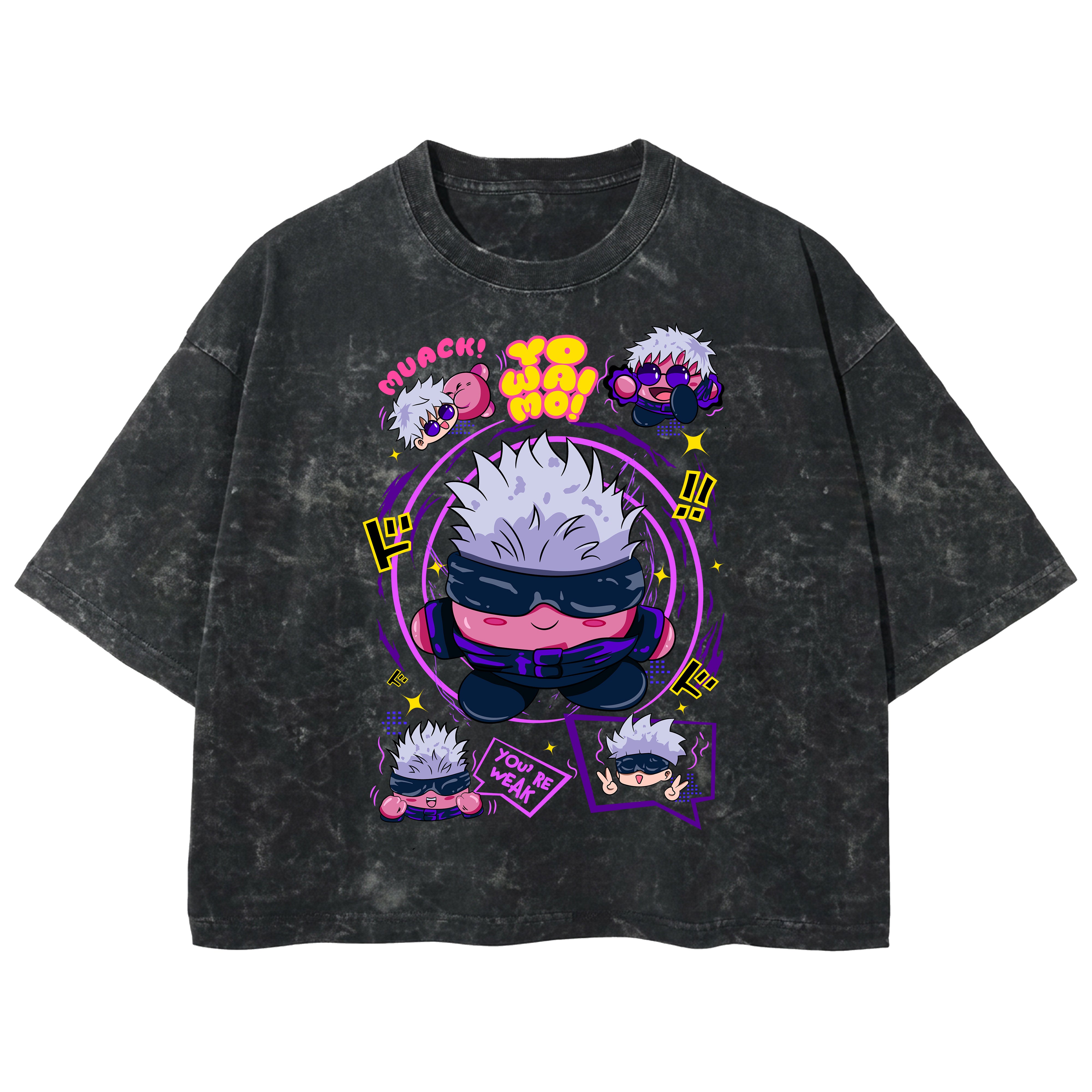 Playera streetwear premium de anime y gaming ExtraLife MX, corte boxy deluxe mineral wash heavyweight en color Acid Wash, moda urbana mexicana de culto.