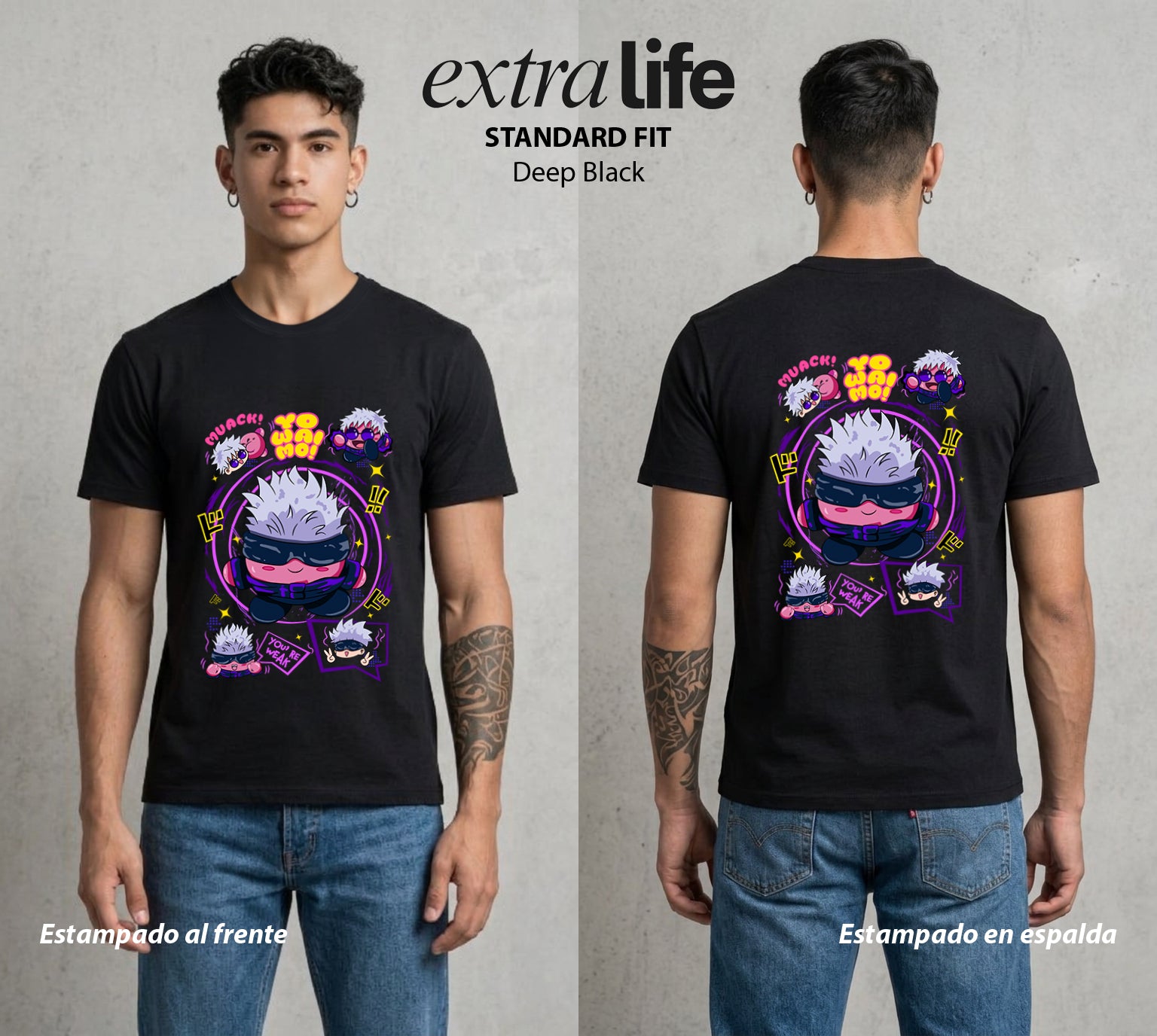 El Arte de las Maldiciones | El Infinito Absoluto #01851 - Playera Standard Fit | Deep Black - Foto en modelo